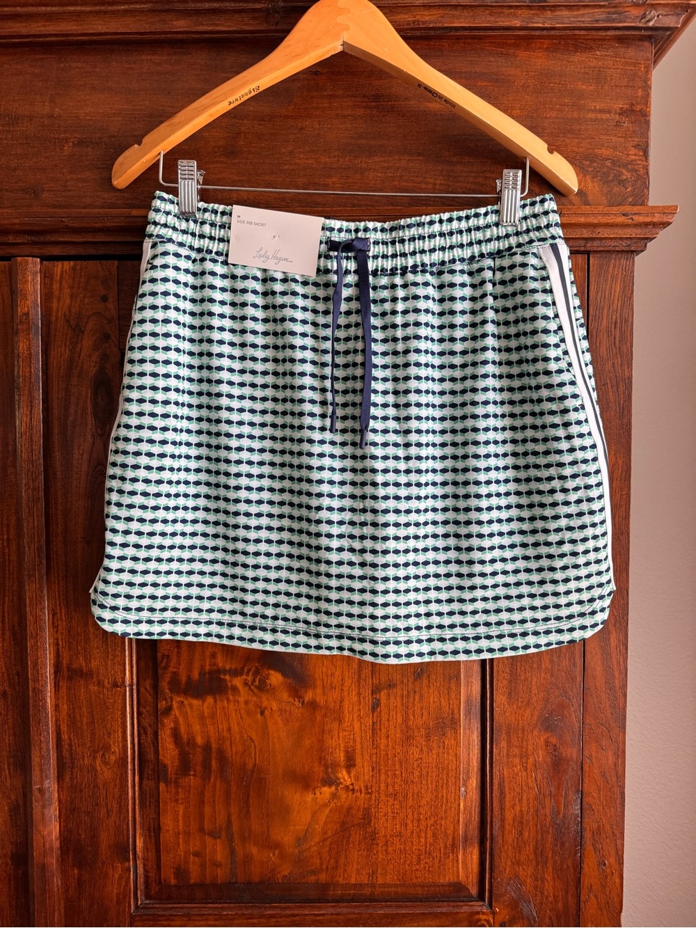 Lady Hagen Off To The Races 16” Side Rib Skort Retro Geo Celestial Mint